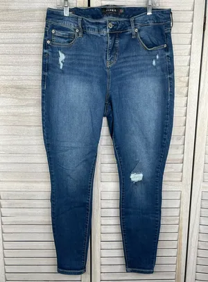 TORRID Premium Denim High Rise Curvy Lightly Distressed Stretch Jeans-14R thumbnail 1