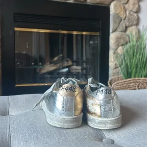 P448 Gold Silver Metallic Sneakers Size 37 thumbnail 5