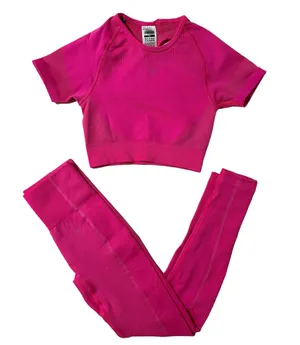 Pink Ultra Seamless Crop Top and Leggings Set thumbnail 3