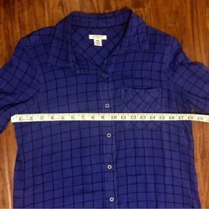 Westbound Blue and Black Plaid Long-sleeved Button-up Size PM thumbnail 8
