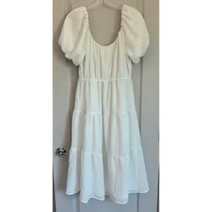 ASTR The‎ Label White Textured Puff Sleeve Tiered Midi Dress ADR100877 Womens XS thumbnail 9