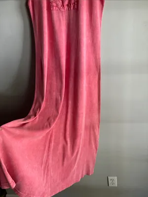 Vintage Produce Studio Pink Cotton Maxi Dress L Lagenlook Art to Wear thumbnail 4