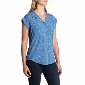 Womens Jachs Girlfriend Short Sleeve Floral Print Chambray Button Down Blouse XL thumbnail 2