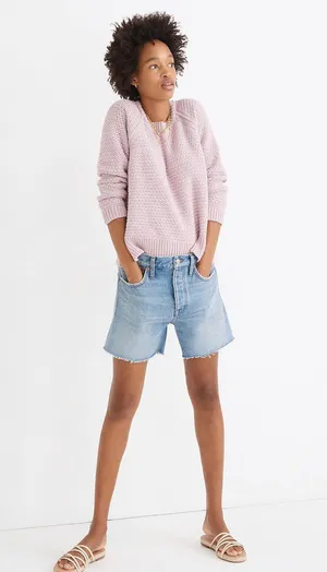 Madewell Womens Relaxed Mid-Length Denim Shorts Size 23 thumbnail 1