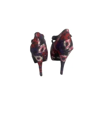 Qupid Womens Floral Platform Heels Blue Suede Strappy Pumps Size 6 thumbnail 4