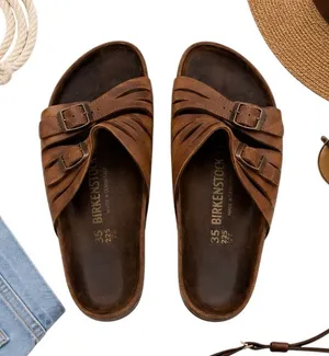 Birkenstock Papillio Lola Vintage Brown Leather Sandals EU35 Narrow Rare in FUC thumbnail 1