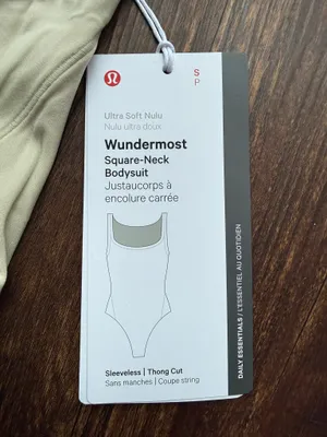 NWT Lululemon Bone Nulu Wundermost Square Neck Sleeveless Bodysuit - Size S thumbnail 7