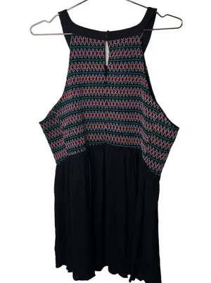 Torrid Smocked Halter Top-Crinkle Gauze Black size 2x new with out tag thumbnail 4