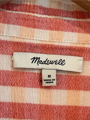 Madewell Central Tunic Shirt White Pink Gingham Size M thumbnail 4