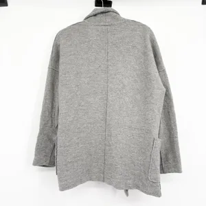Aritzia Babaton Women Freeman 100% Wool Grey Minimalist Cardigan Jacket‎ Size L thumbnail 8