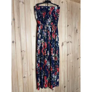 NWT 19 COOPER Women's Denim Blue Floral Strapless Pleated Cropped Jumpsuit Sz S thumbnail 4