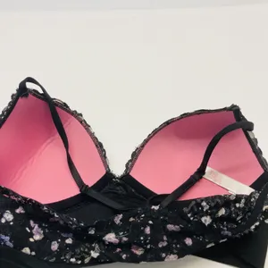 PINK Victoria's Secret Bralette Women Small Black Purple‎ Lace Floral Racerback thumbnail 8