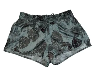 NEW Aerie Green Palm Leaf Print Nylon Athletic Shorts size Large thumbnail 3