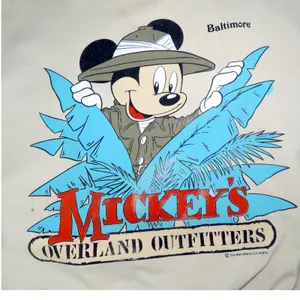 RARE Vintage 1980s Quitman USA Mickey Mouse Tan Graphic Crewneck Pullover Medium thumbnail 2