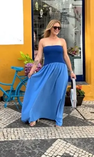 Solid & Striped Strapless Soglio Dress Maritime Blue thumbnail 1