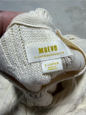 Anthropologie Maeve Cream Cable Knit Women's Sweater x-large thumbnail 6