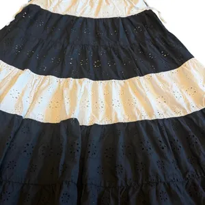 Hutch x Anthropologie Black White Tiered Maxi Skirt Eyelet Cotton Size Small thumbnail 4