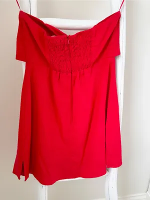 Cotton Candy LA Red Linen Keyhole Dress Size Medium thumbnail 6