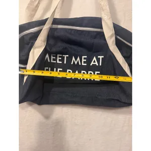 Meet Me At The Barre Denim Duffel Bag Gym Travel Dance‎ Tote Dark Blue White thumbnail 3