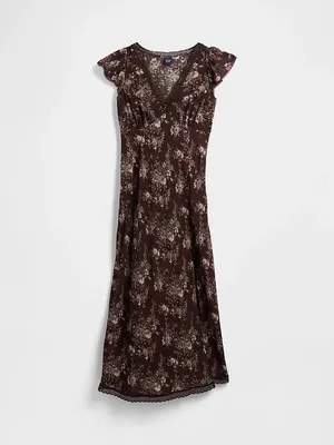 GAP Lace Trim V-Neck Crepe Maxi Dress thumbnail 4