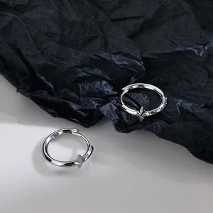 925 Silver Plated Star Hoop Earrings for Men Women,Punk Hip Hop Earrings thumbnail 2