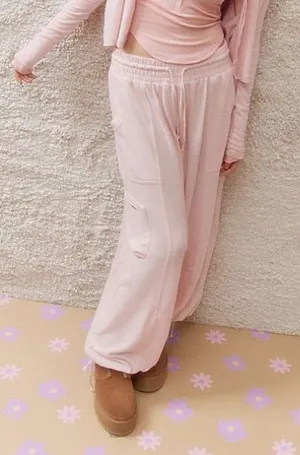 Urban Outfitters OUT FROM UNDER BouncePlush Cabot Jogger Pants - Light Pink thumbnail 1