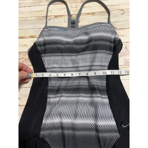 Nike Swimsuit One Piece Gray Black Striped Women's Size XL Swimming Bathing Suit thumbnail 4