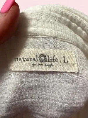 Natural Life Lightweight Ivory Tie-Front Button Shirt with Trim thumbnail 3