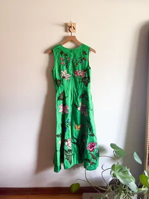 Fanm Mon Gloriosa Hand Embroidered Sleeveless Midi Dress Size S thumbnail 4