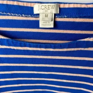 J Crew boatneck royal blue pink‎ stripe long sleeve cotton tee shirt top tunic thumbnail 2