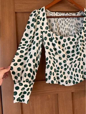 Reformation Calla Print Top Blouse In Tapioca Polka Dot Women’s size 2 thumbnail 3