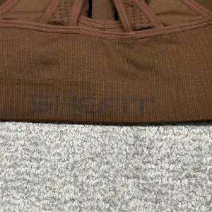 Shefit Sports Bra Womens Medium Raceback Front Zip Closure Padded Brown thumbnail 6