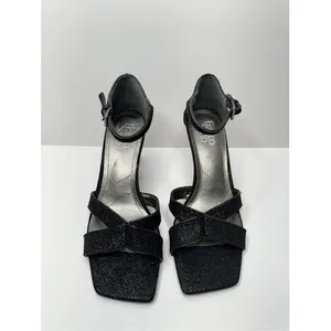 Franco‎ Sarto Womens Black Glitter Square Toe Ankle Strap Dress Sandals Size 9 thumbnail 5