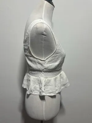 Hollister white smocked peplum crop top thumbnail 2