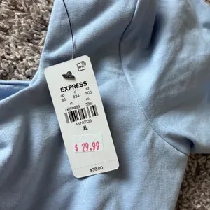 Express Body Contour Light Blue Square Neck Short Sleeve Bodysuit XL NWT thumbnail 4