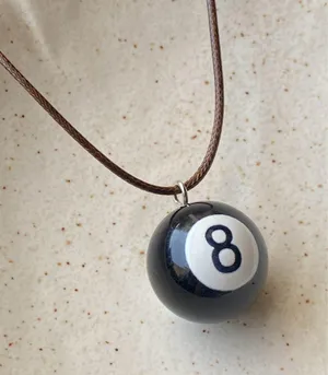 Handmade big 8 ball y2k grunge funky unisex simple brown necklace🎲8️⃣🖤 thumbnail 7