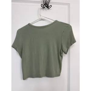 Zara Olive Green Faded Wash Cropped Baby Tee Women’s Large thumbnail 5