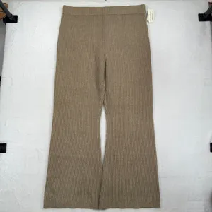 Abercrombie XXL Knit Pants Kathleen Post Ribbed Wide Leg Tan High Rise Cozy NEW thumbnail 3