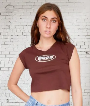 Vintage Looking H&M Brown Crop Top Grunge 2003 Med Streetwear New York Skater thumbnail 1