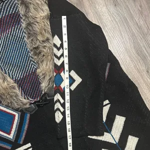 Steel Roses Aztec Cardigan | Faux Fur Collar | Boho Western . thumbnail 12