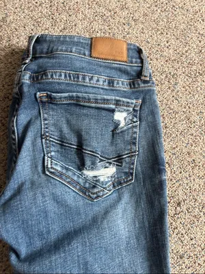 BKE Women's Blue Flare Jeans with Raw Hem thumbnail 4