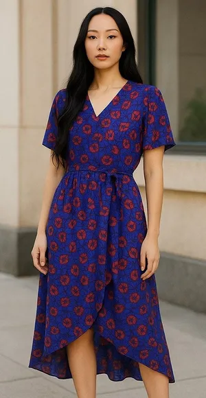 Disney Womens Dress Sz S Blue Red Floral Snow‎ White & The Seven Dwarfs Hi Low thumbnail 1