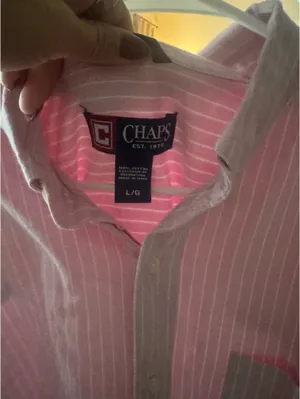 Chaps pink striped button down  thumbnail 2