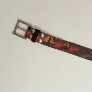 Unisex JON WYE Leather Paisley Belt Western Retro Made in USA Men Women 46.5" thumbnail 3