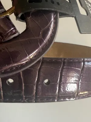 Steve Madden Croc-Embossed Wide Belt in Dark Purple Plum NWT Small 4-6 Y2K thumbnail 4