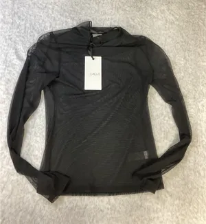 CALIA Womens Draped Funnel Long Sleeve Mesh Top Black Sheer CKP15396CN Small NWT thumbnail 1
