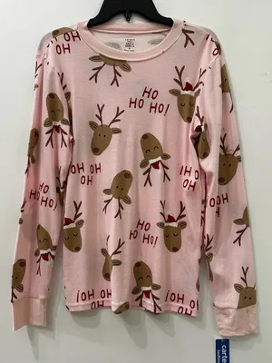 Carter’s Women’s Snug Fit Pajama NEW 2pc Set 100% Cotton Pink Reindeer Medium thumbnail 2