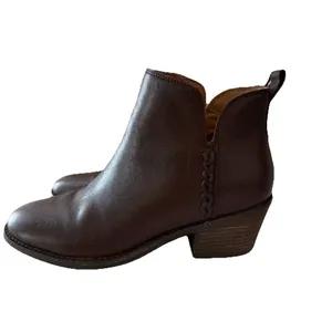 Earth Women’s 6.5‎ Marisole Block Heel Slip On Zipper Brown Leather Ankle Boots thumbnail 11