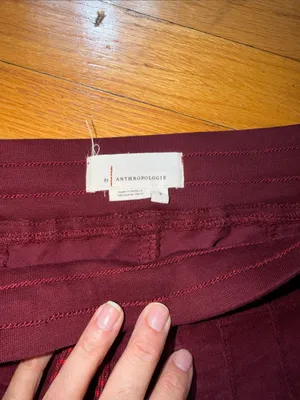 Anthropologie Burgundy Drawstring Jogger Pants thumbnail 5