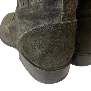 FRYE Women's Gray Lace Up Suede Combat Chelsea Boots Sz 9.5 B Almond Toe‎ thumbnail 5